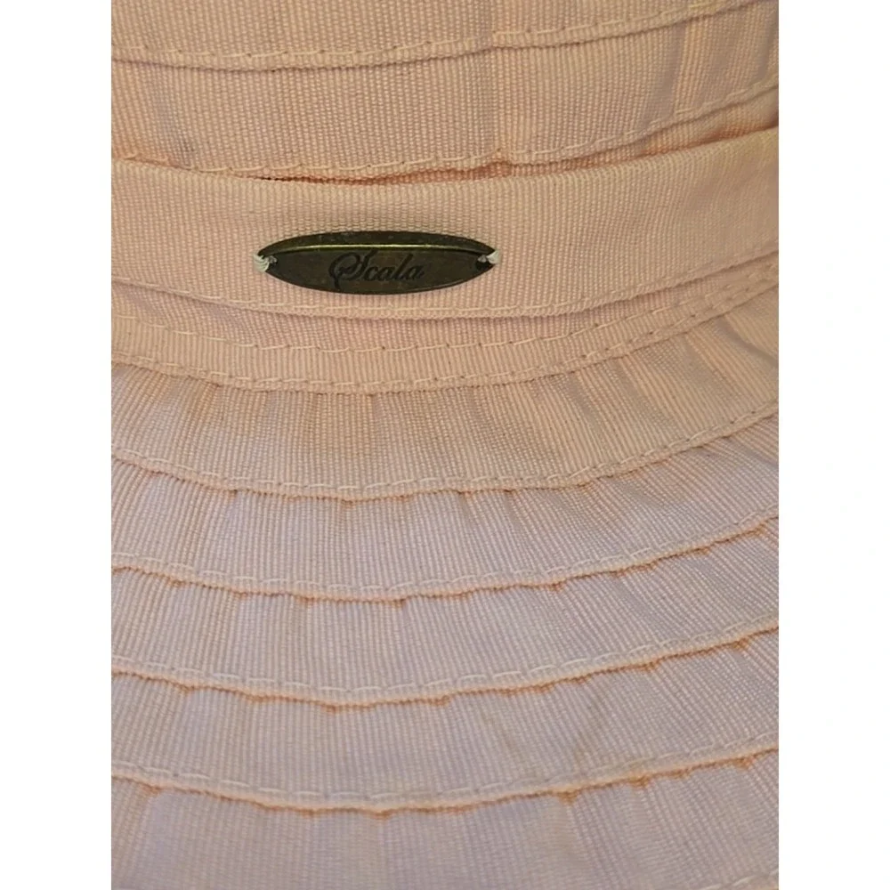 Scala Womens Sun Hat Wide‎ Brim Packable Salmon Pink Beach Straw Visor Summer
